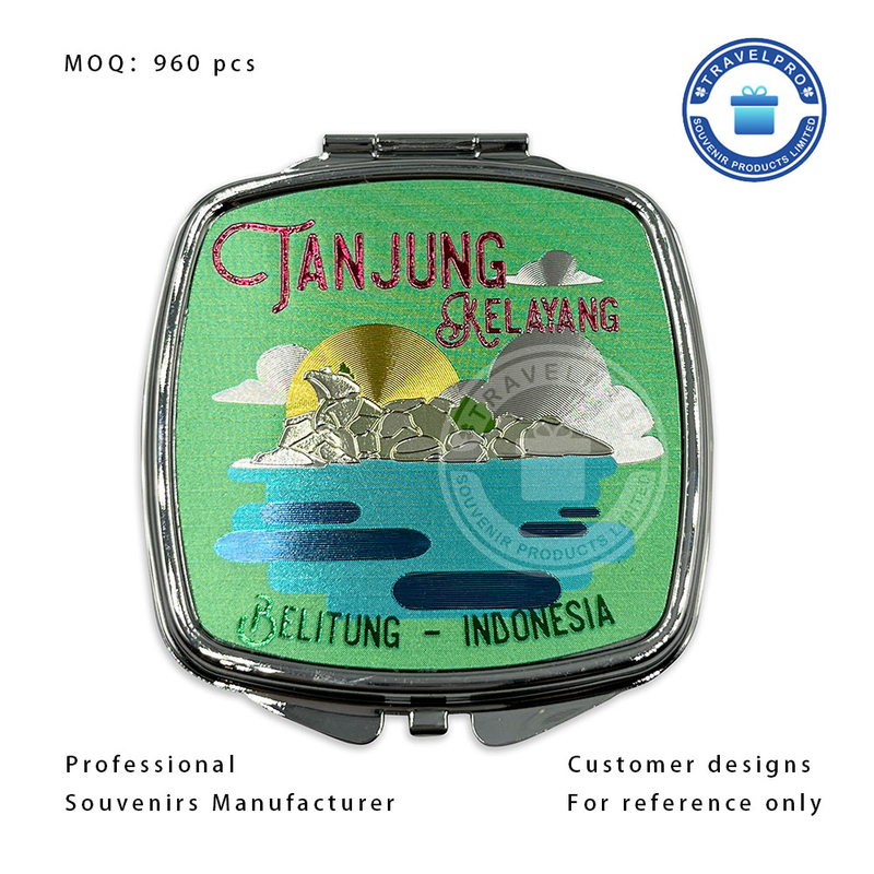 Customized Souvenir Pocket Mirror with Foil Sticker 