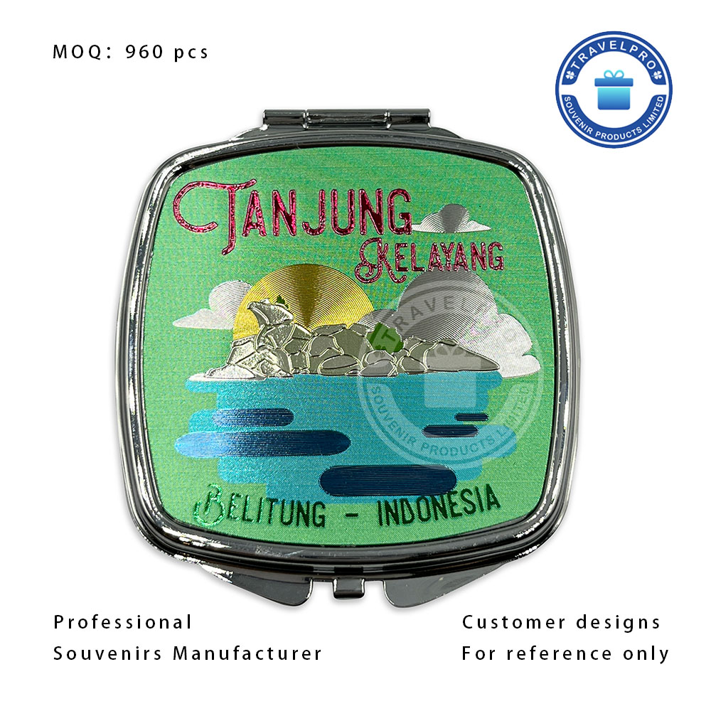 Customized Souvenir Pocket Mirror with Foil Sticker 