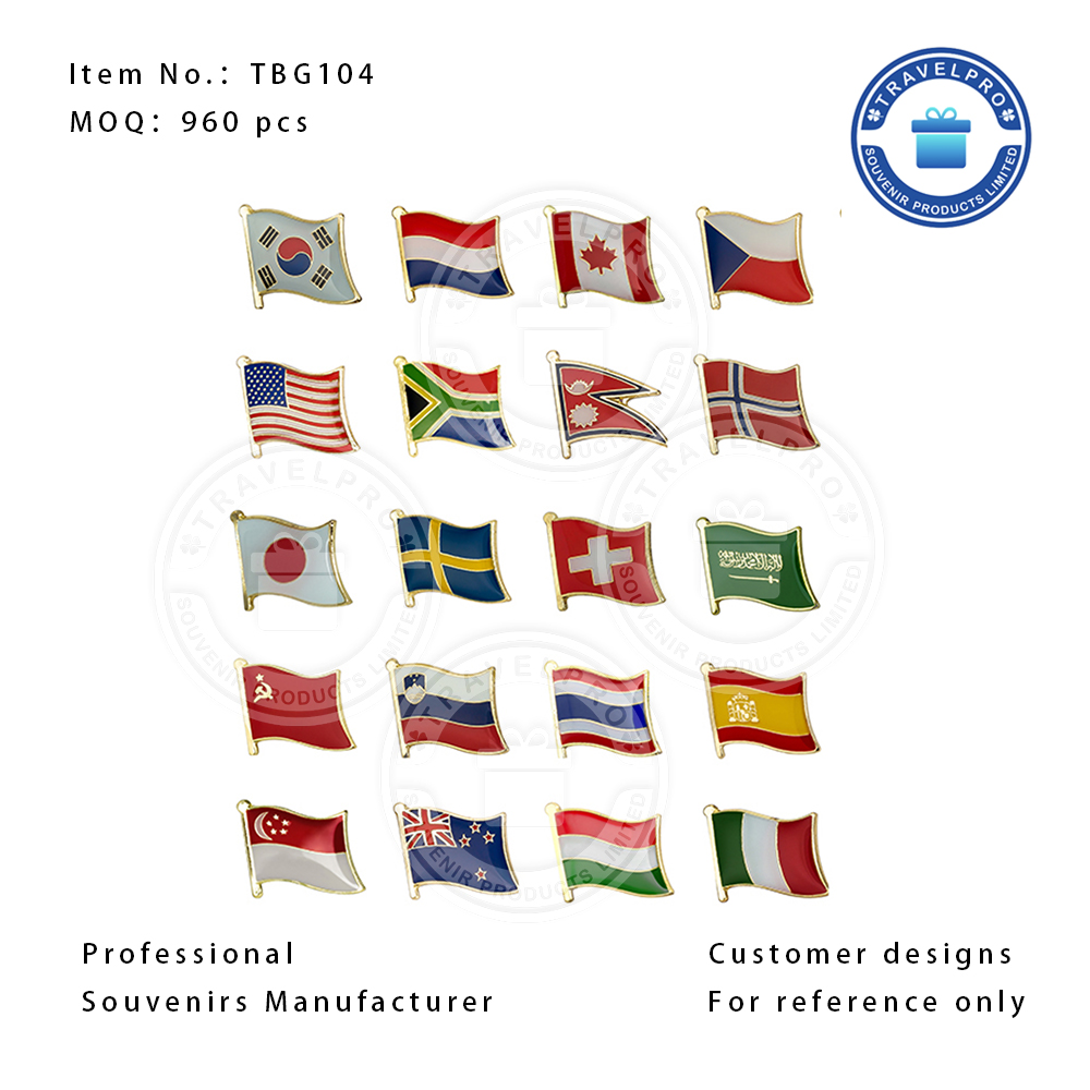 Flag Lapel Pin for Different Countries in Metal Material with Customized Designs
