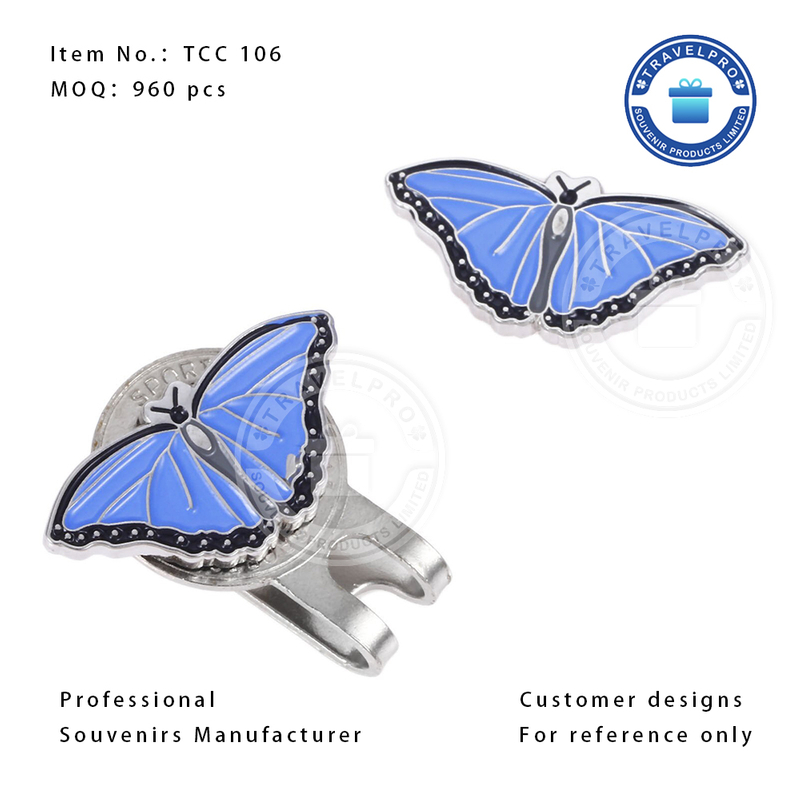 Custom Soft Enamel Butterfly Golf Hat Clip