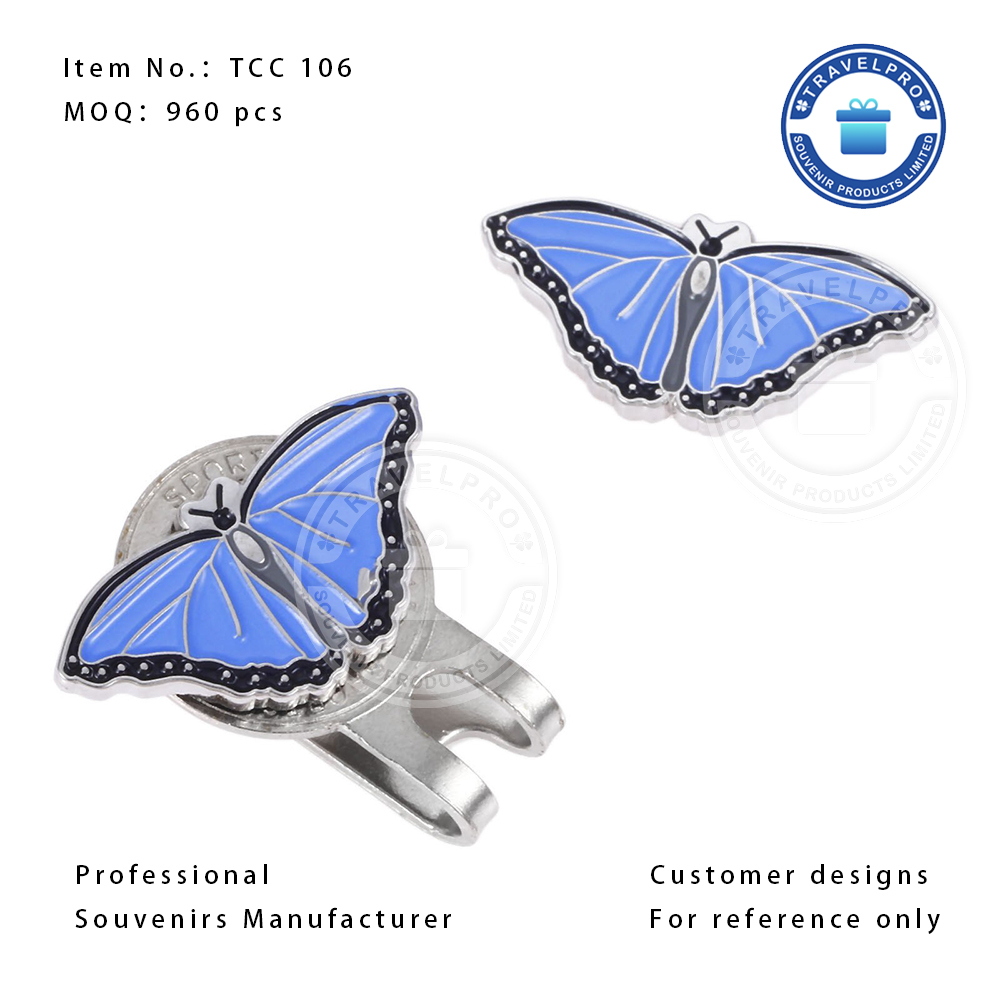 Custom Soft Enamel Butterfly Golf Hat Clip