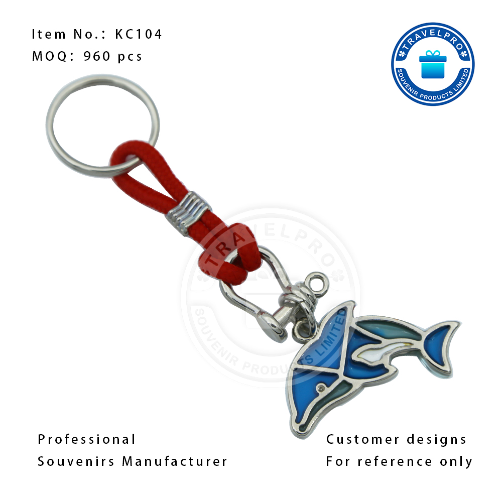 Customzied Ocean Theme Dolphin Metal Souvenir Keychain