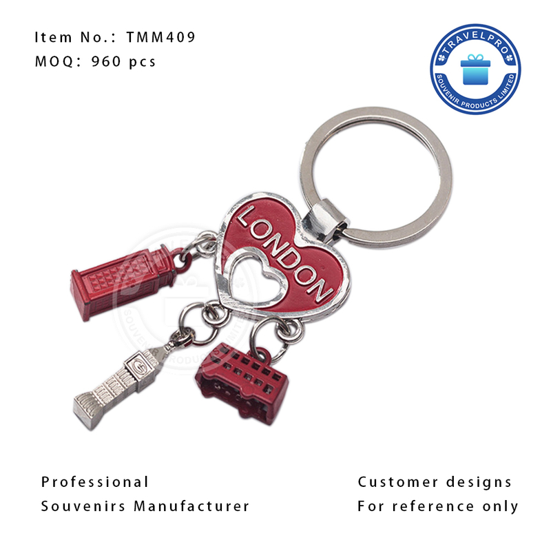 LONDON Heart Shape Souvenir Keychian with Customzied Deisgn