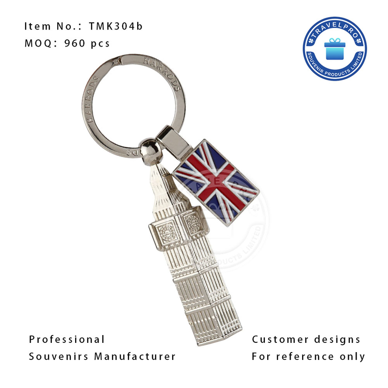 3D London Big Ben Customized Metal Souvenir Keychain 