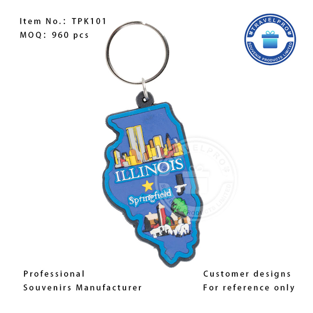 USA Illinois High Quality Wholesale PVC Keychain