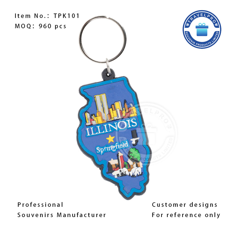 USA Illinois High Quality Wholesale PVC Keychain