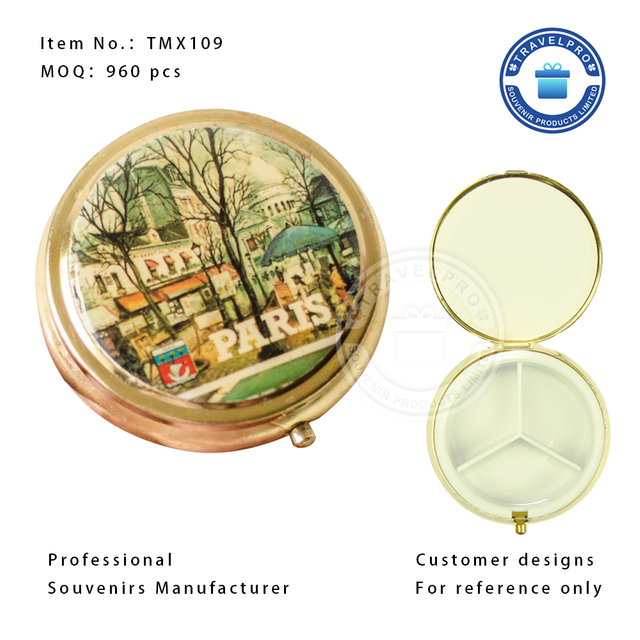 Paris Metal Customized Souvenir Pill Box -TMX109