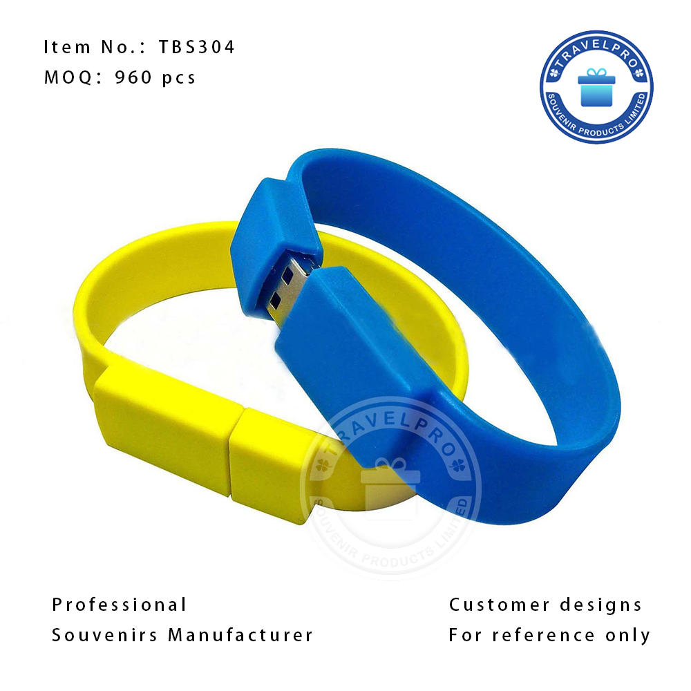 Customized Logo Silicone Wristbands with USB Flash Disk