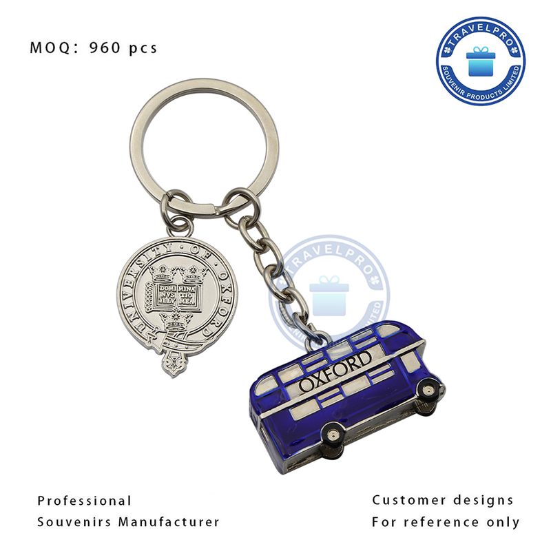 3D UK Oxford Bus Metal Keychain with Customized Design
