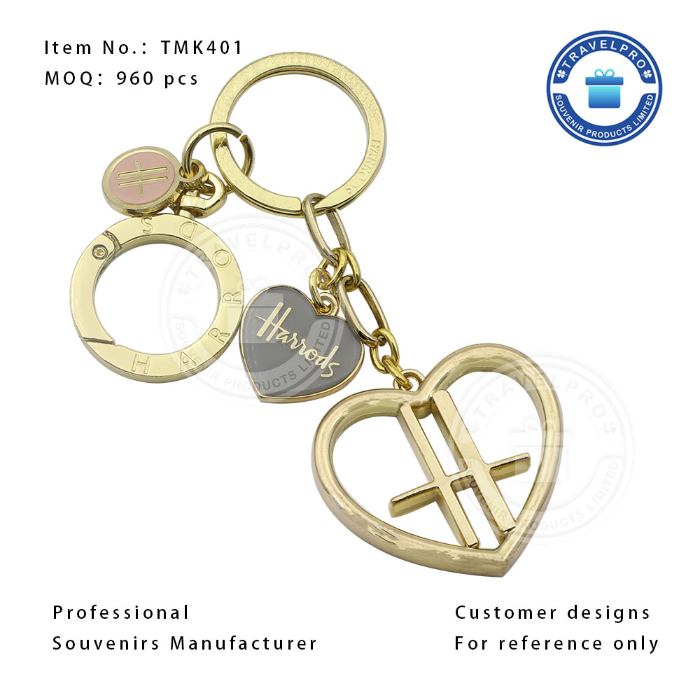 Heart Shape OEM Design Metal Charm Keychain for Tourist