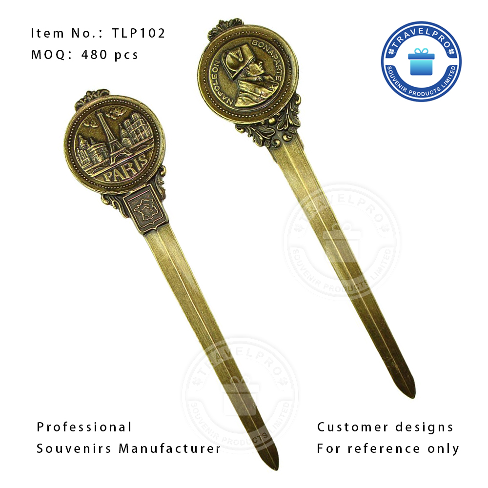 Paris Decorative Letter Opener with Customized Deisgn in Yellow Brass Color-TLP102