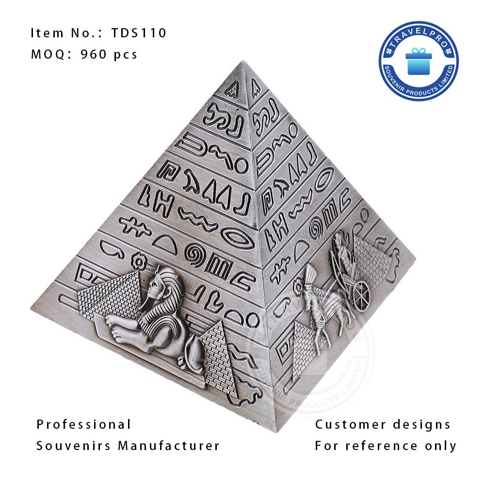Egypt Pyramids Souvenir Statuette in Antique Silver Color And Letters Debossed-TDS110