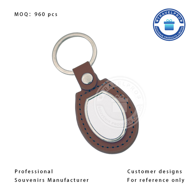 Round Shaped PU/leather Keychain with Bank Surface