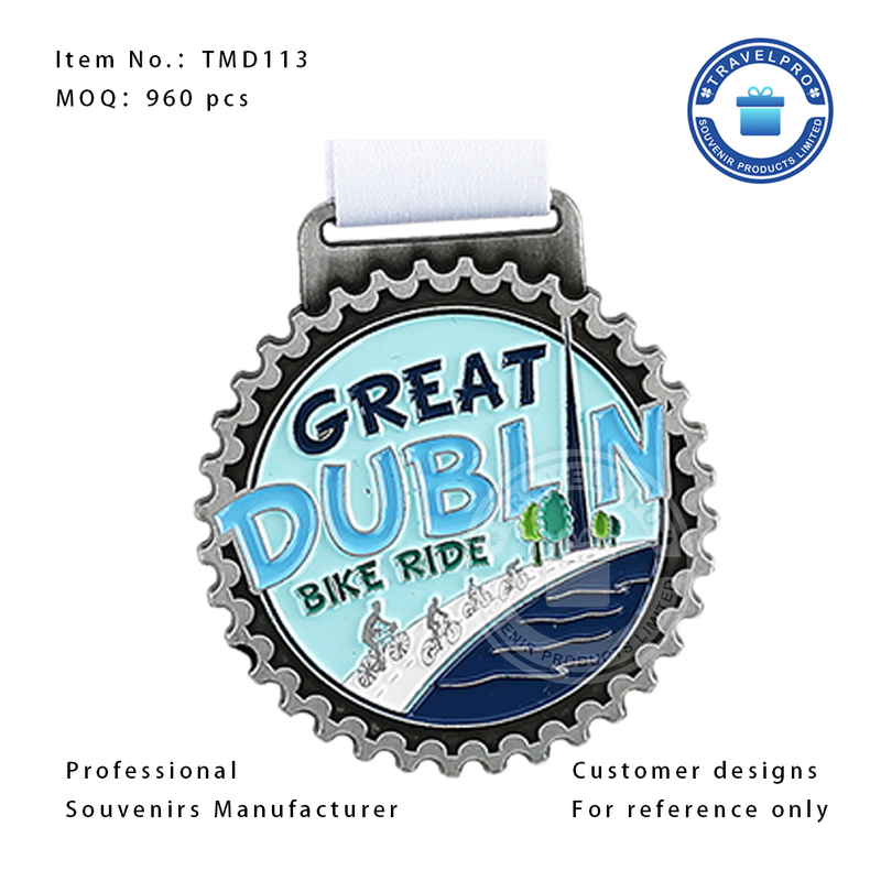 Dubai Bike Ride Metal Medal in Silver Color And Color Filled