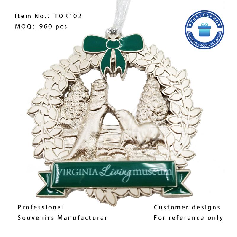 Personalized Souvenir Metal Ornament with Ribbon-TOR102