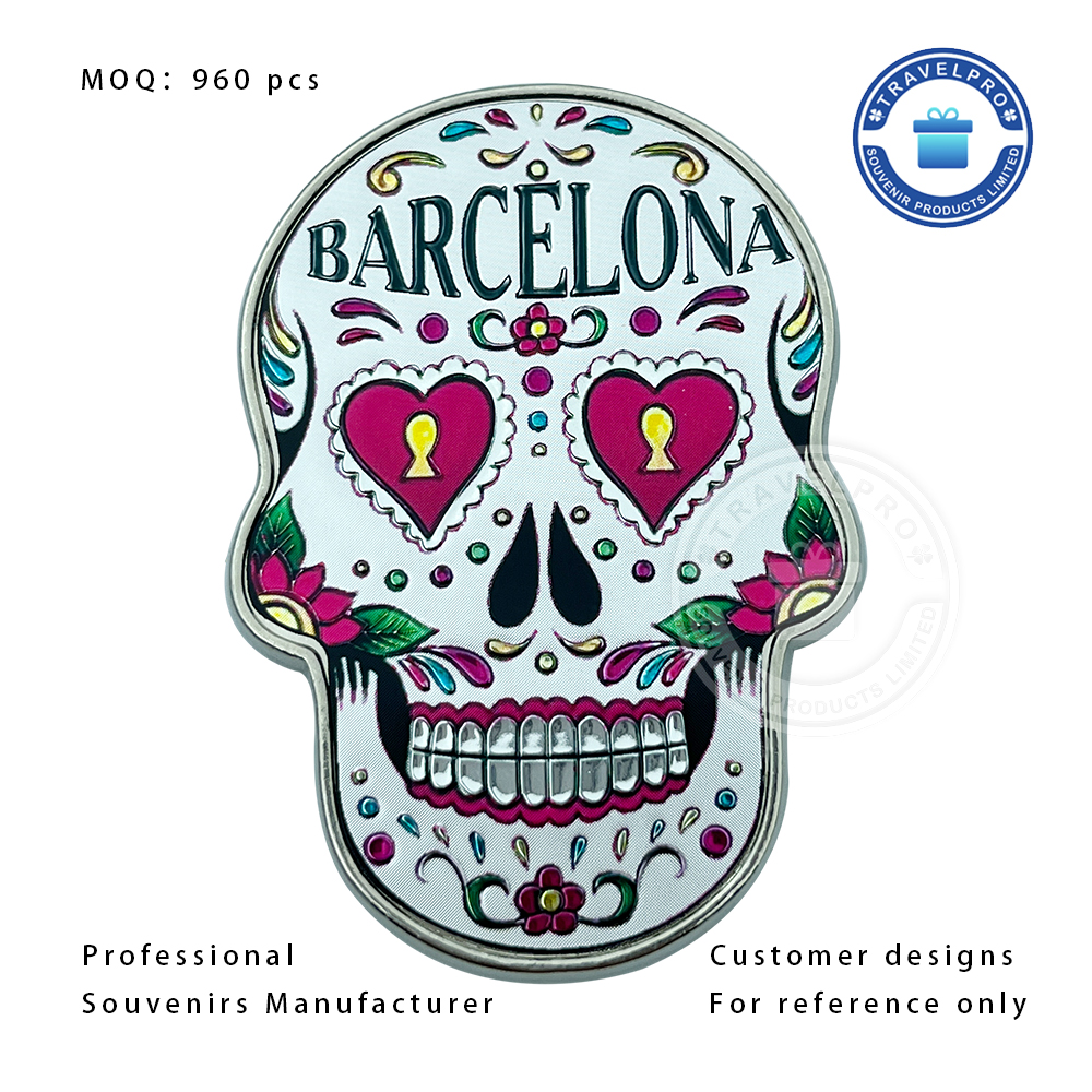 BARCELONA Foil Sticker Souvenir Magnet with Metal Base