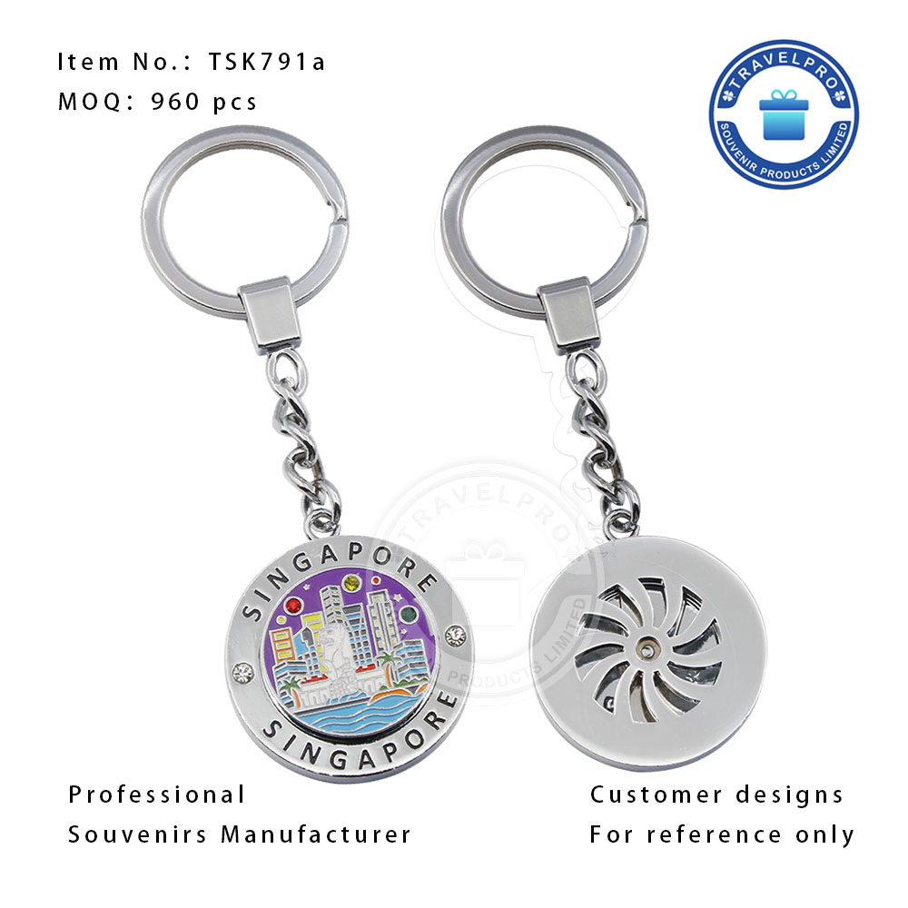  Rotatable Singapore Metal Souvenir Keychain