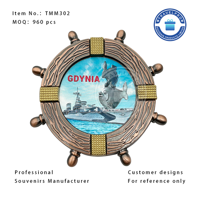 GDYNIA oil Sticker Souvenir Magnet with Metal Base