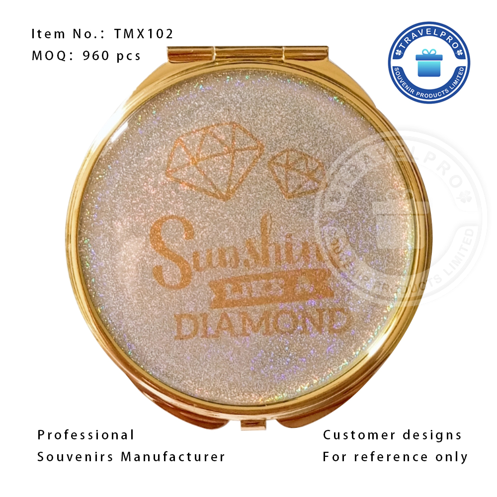Gold Customized Round Pocket Mirror -TMX102