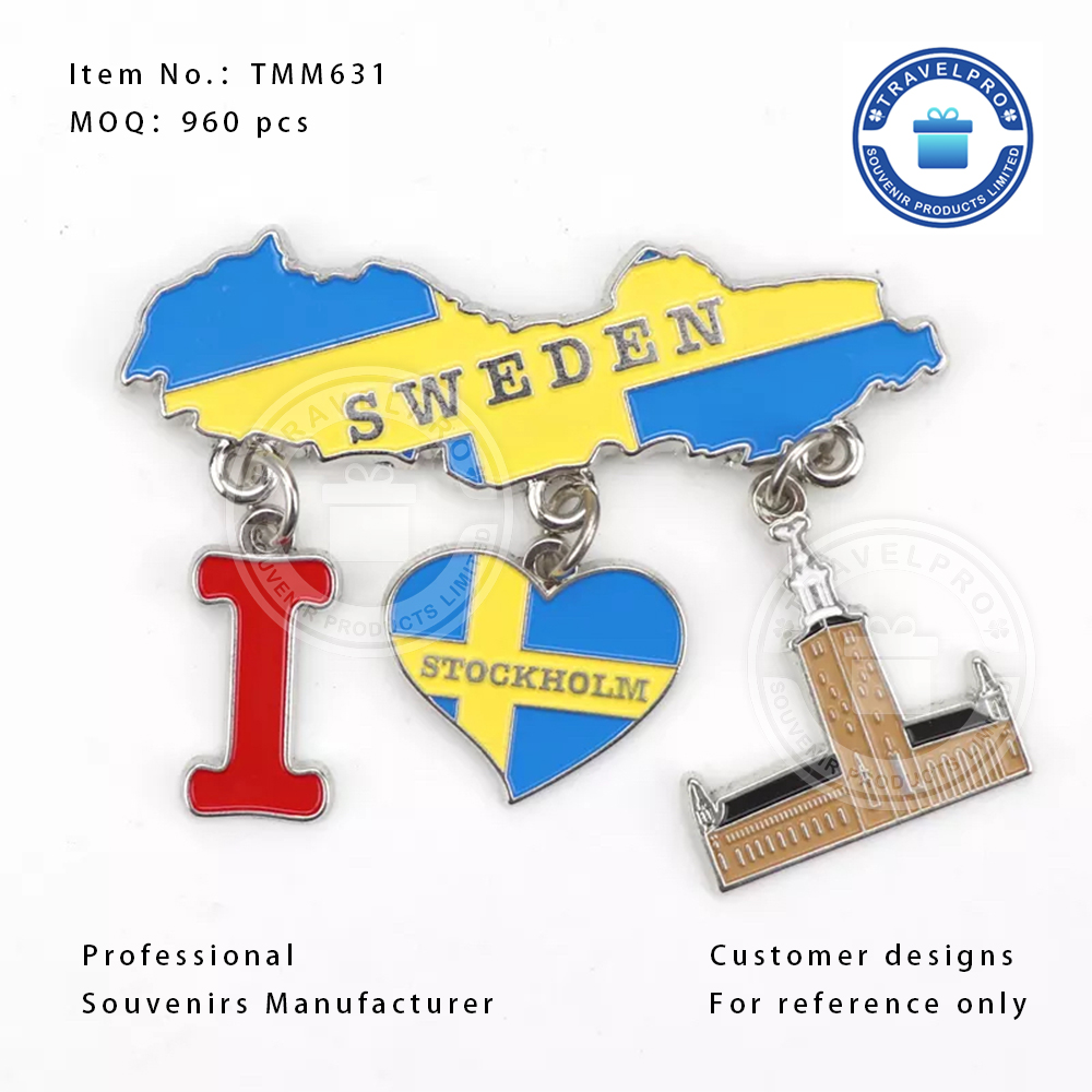 Wholesale Customized Sweden Metal Souvenir Charm Magnet