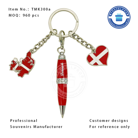 Denmark High Quality Souvenir Mini Pen Keychain 