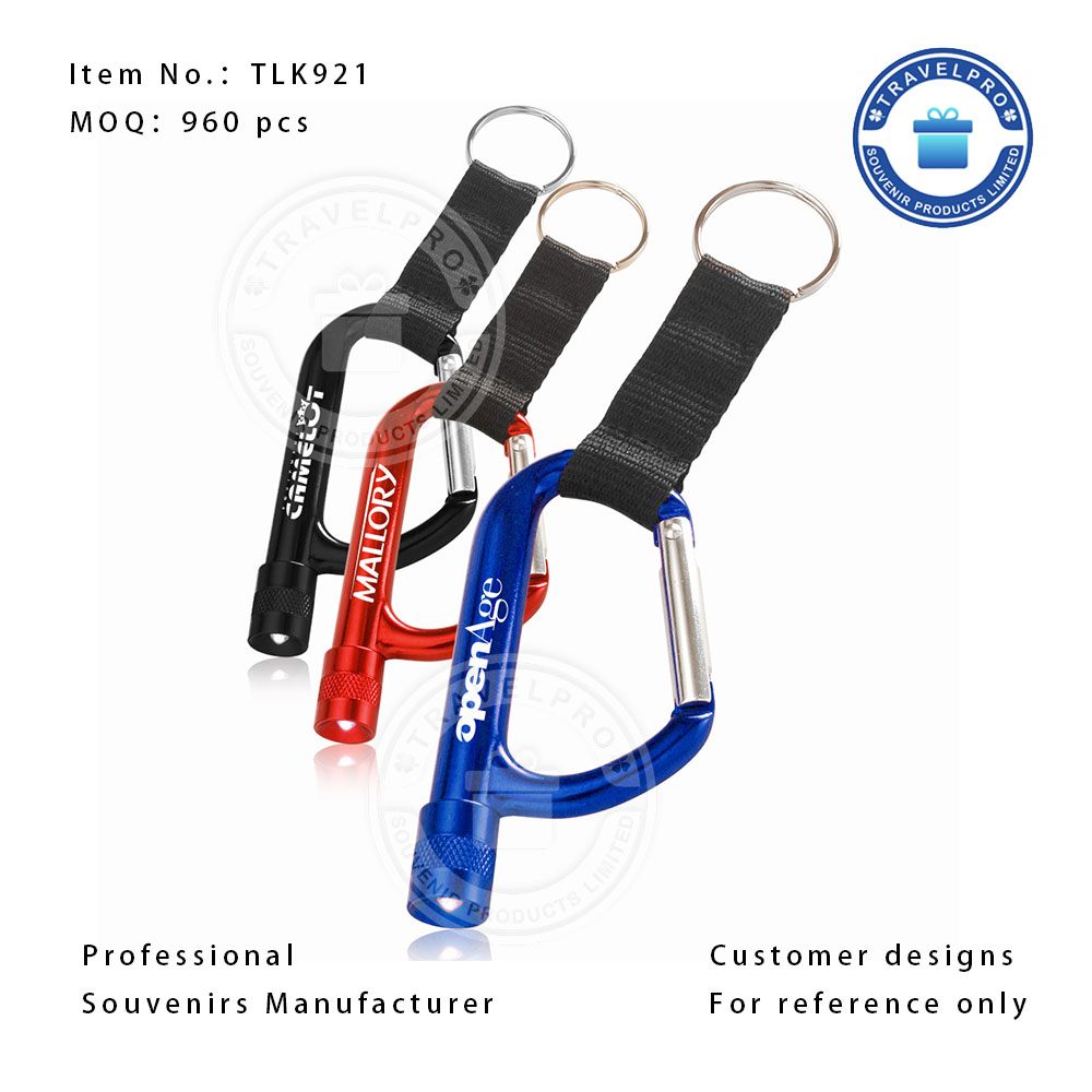 LED Light Carabiner Keychain with Personalized Design