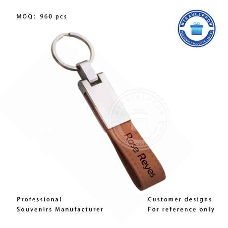 Brown Color PU/leather Keychain with Logo Printing