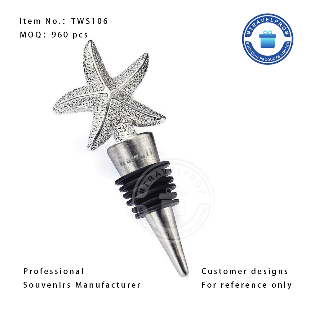 Hot Selling Customized Starfish Hawaii Metal Wine Stopper