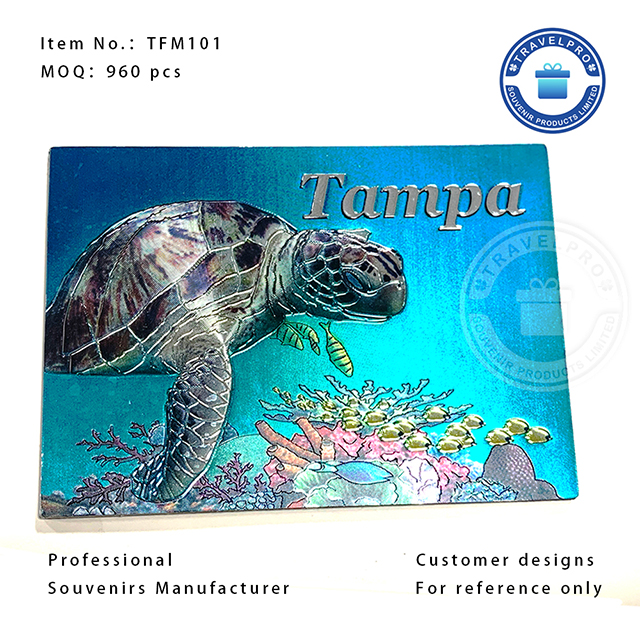 Sea Theme Foil Sticker Magnet with Turtle Design