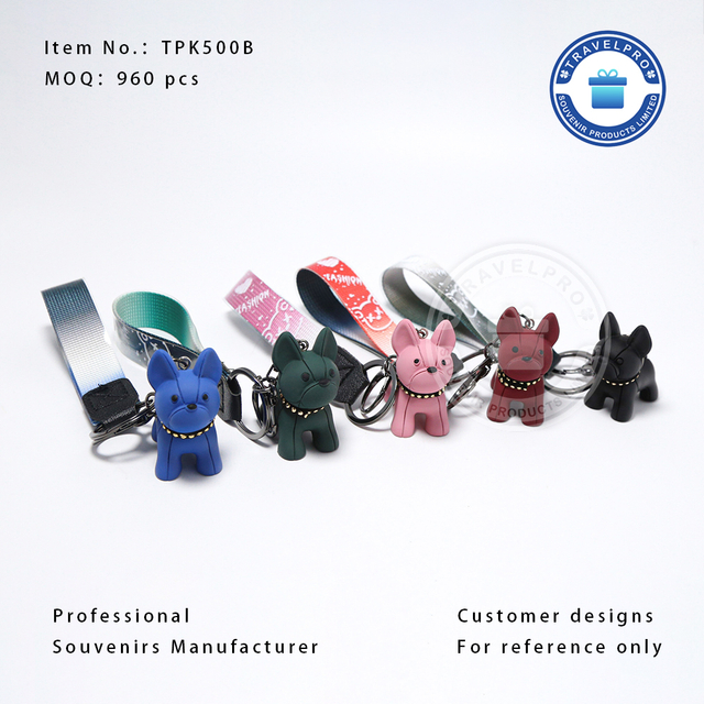 Hot Selling Fashion Cartoon French BullDog Toys Pendant Resin Cool Little Dog Keychain PVC Key Ring
