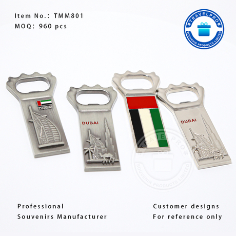 Custom Dubai Souvenirs Zinc Alloy Metal Bottle Opener Fridge Magnets