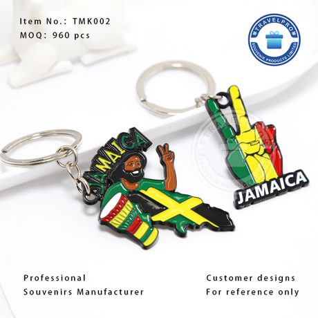 Creative Jamaica Flag Keychain Enamel Metal Pendant Custom Logo Shape Metal Keychain Souvenir Custom Keychain