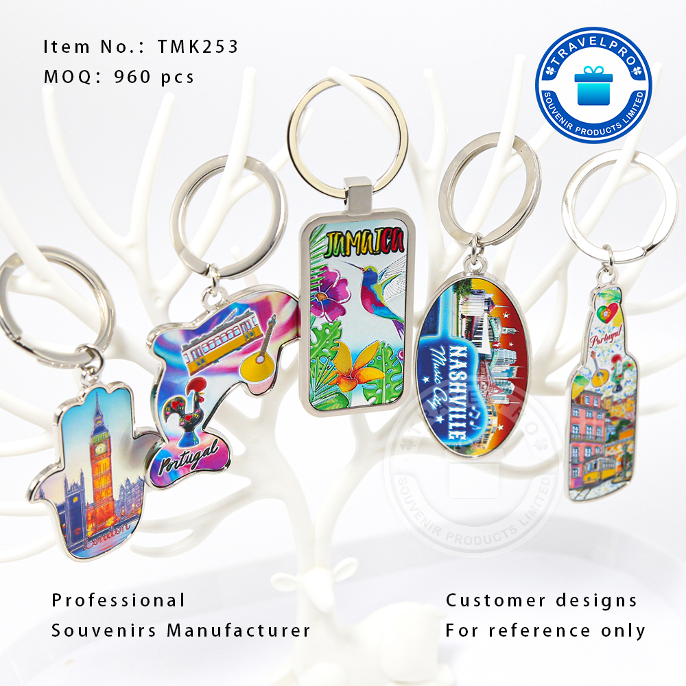 Custom souvenir keychain manufacturing and quality control sample display